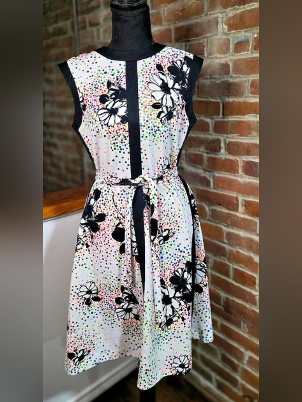 Vintage 60s 70s Mod Rainbow Confetti Floral A-Line Dress